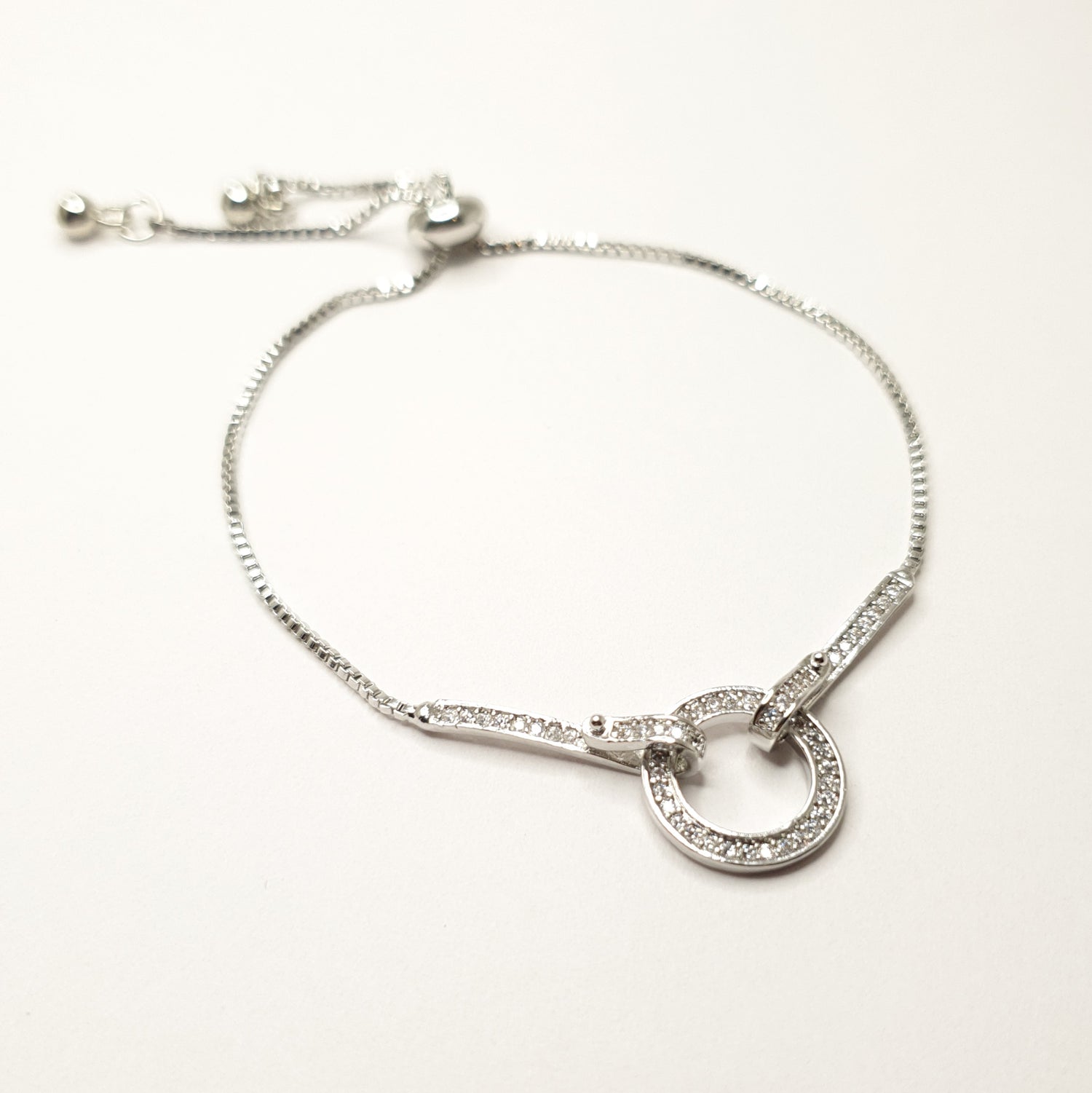 Silber rhodiniert Stainless Steel Armband Armspange Schmuck Fashion Accessoires Armband mit Anhänger Kreis Diamanten Zirkonia Zugverschluss Damenarmband
