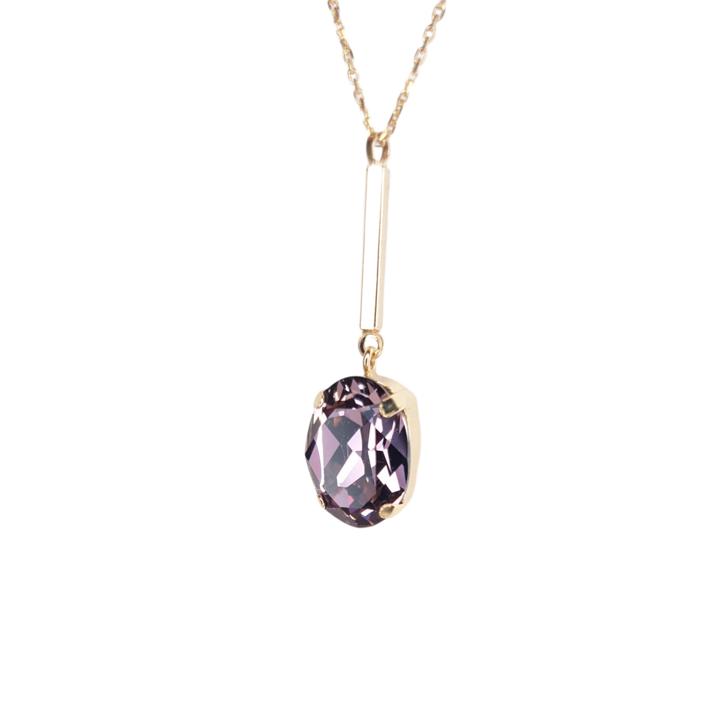 Luxuriöse 925 Silber, 18k vergoldete Halskette mit einem prächtigen Swarovski Stein im Ovalschliff in zartem Rosa - ein besonderes und edles Schmuckstück