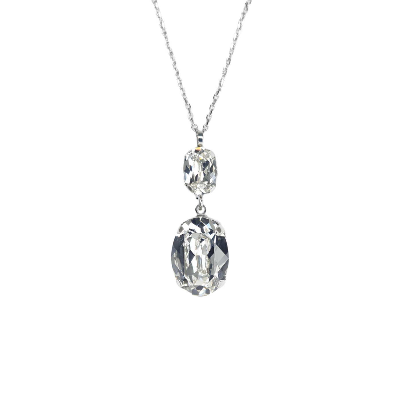 Silberkette mit  Swarovski Kristallen großer Stein Damenschmuck  Goldkette Collier Schmuck Yuwelamour Chain Halskette Elina